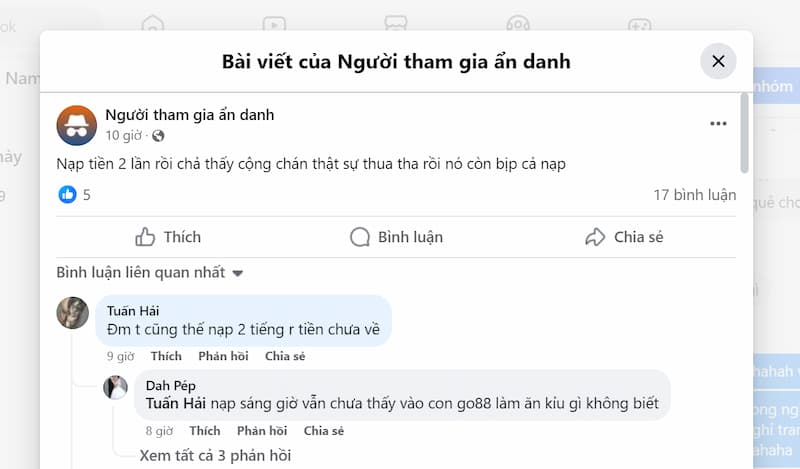 Tường thuật bài đăng rút tiền trên FB