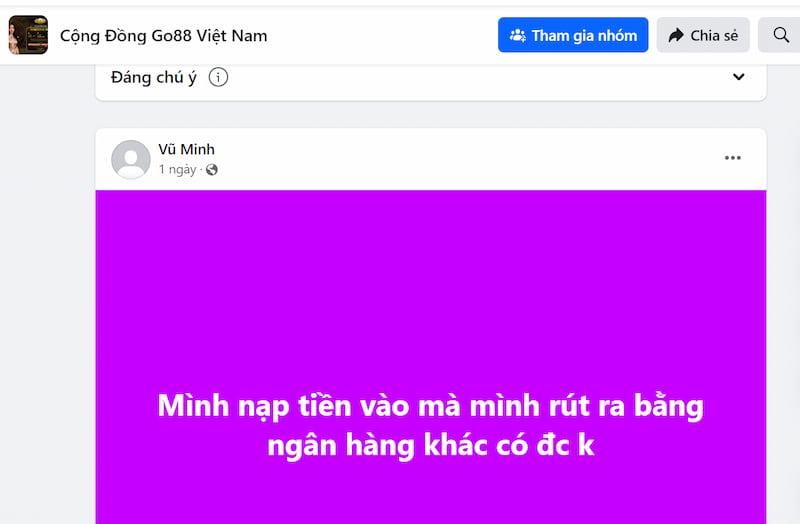 Tường thuật bài đăng rút tiền trên FB