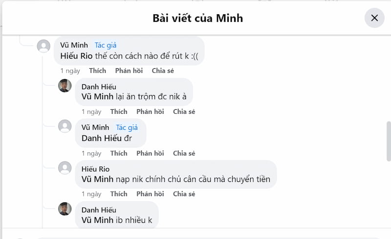 Bình luận của thành viên trong nhóm