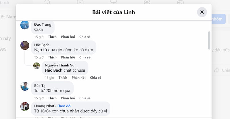 Comment từ thành viên khác