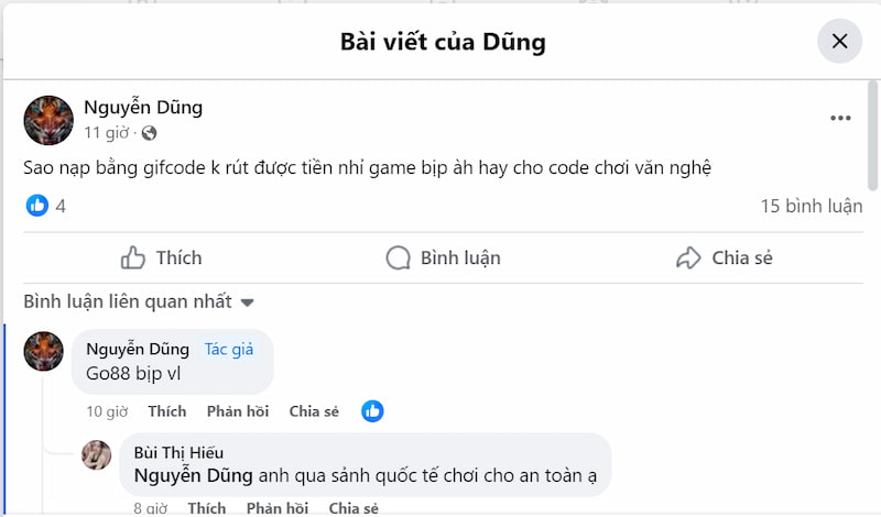 Tường thuật bài đăng rút tiền trên FB